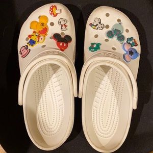 WHITE CROCS w/ JIBBETS